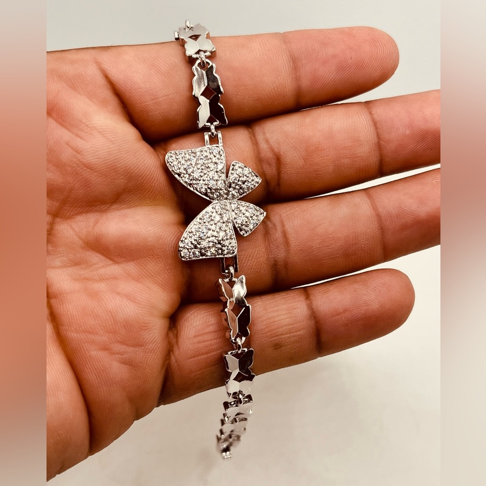 Silver plated bracelet for women butterfly design